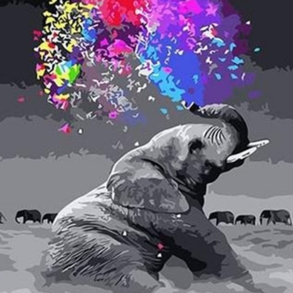 New Daclye DIY hand paint Elephant paint by number art project kit - Picture 2 of 9